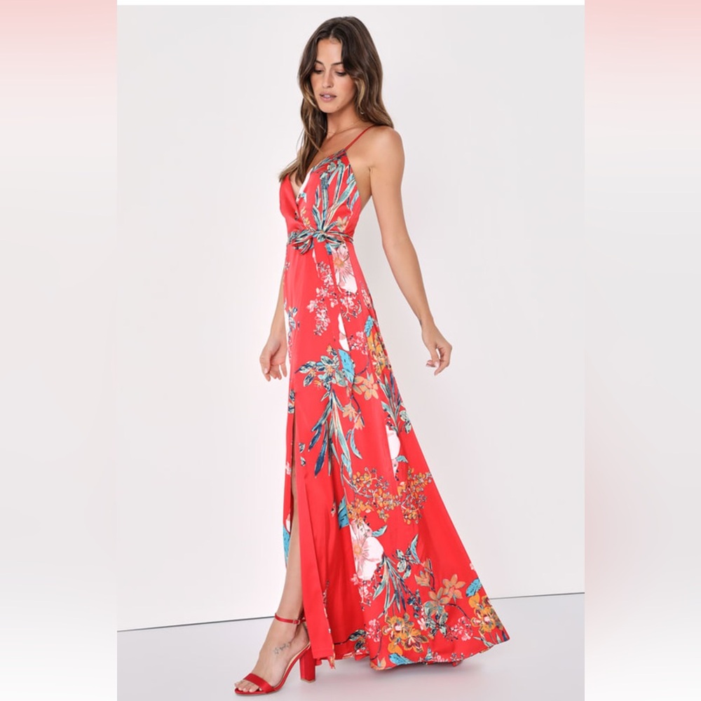 Lulus Still the One satin maxi dress